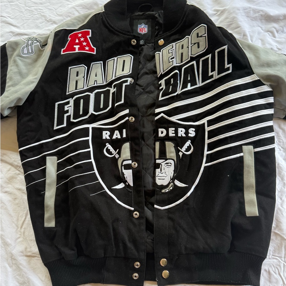 Vintage Las Vegas Raiders Varsity Jacket NFL Wool G-III Black Size Large